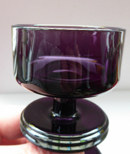Stylish 1970s SHERINGHAM WEDGWOOD GLASS Purple Candlestick by Stennett-Wilson. 5 inches High