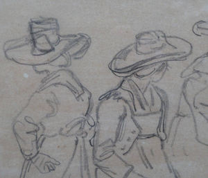 19th Century Pencil Drawing by Wolfgang Adam TOEPFFER (1766 - 1847) Switzerland. Sheet of Figure Studies
