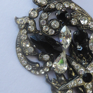 DESIGNER JEWELLERY. 1980s Vintage FLOTTY Bijoux Necklace - with oodles of diamante and cut black glass stones
