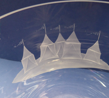 Load image into Gallery viewer, Engraved Vintage Caithness SCOTTISH GLASS Rummer / Goblet by Colin Terris (1937 - 2007). Jousting Scene, Fallen Knight
