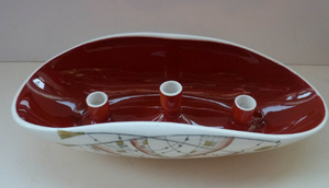 Strange FOLEY China Candle Holder Dish. Designed by Margaret Tanner. Rare PISCATORI (Fish) Pattern; 1960s