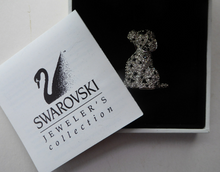 Load image into Gallery viewer, Vintage SWAROVSKI Crystal Brooch or Pin in the Shape of a Seated Dalmatian Puppy. In Original Box with Leaflet
