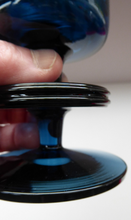 Load image into Gallery viewer, Stylish 1970s SHERINGHAM WEDGWOOD GLASS Set of Two Blue Candlesticks by Stennett-Wilson. 3 1/2 inches High
