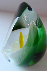Scottish Caithness Glass Paperweight: Calla Lily by Gordon Hendry