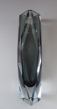 Load image into Gallery viewer, MASSIVE 12 INCHES Murano SOMMERSO Faceted Vase. Vintage 1960s in Unusual Pewter Grey Colour with Clear Casing
