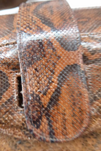 Load image into Gallery viewer, Fine Vintage Snakeskin Shoulder Bag. With long strap &amp; interesting flap closure. Clean with no Damages
