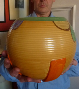 MYOTT POTTERY Ball Vase. Stunning & Exceptionally Large 1930s Art Deco Art Pottery. Hand Painted