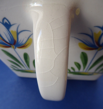 Load image into Gallery viewer, 1950s BRISTOL POTTERY Kitchen Canister or Storage Jar. Vintage Old Delft Tulip Design with Carrying Handle. SALT

