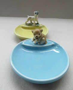 Set of Five Vintage 1960s WADE WHIMTRAYS. Early Made in England Marks to Base: Llama, Boxer, Panda, Lion Cub & Camel