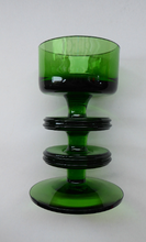 Load image into Gallery viewer, Stylish 1970s SHERINGHAM WEDGWOOD GLASS Green Candlestick by Stennett-Wilson. 5 inches High
