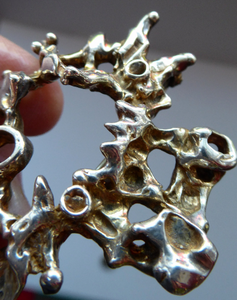 Vintage BRUTALIST Design. Sterling Silver Brooch. Marked STERLING 925S RS for Randers Sølvvarefabrik