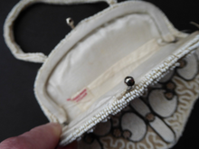 Load image into Gallery viewer, Vintage 1940s Little Beaded Evening Bag. Hand Made in Europe, possibly France. Glass Beads and Pearls
