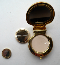 Load image into Gallery viewer, Adorable ESTEE LAUDER Miniature Pressed Powder Compact. A Rarer Shell Design Set with Swarovski Crystals. Excellent unused condition
