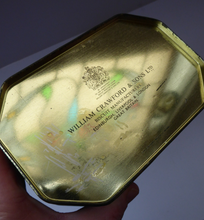 Load image into Gallery viewer, Vintage 1950s SCOTTISH Biscuit Tin for William Crawford. Stylish Mid Century Image with Stylised Chinese Motifs

