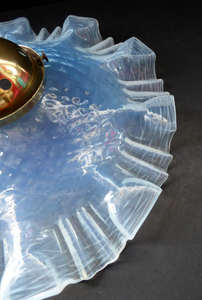 FRENCH Art Nouveau Genuine Period Flat Pendant Lamp Shade. Vaseline Glass