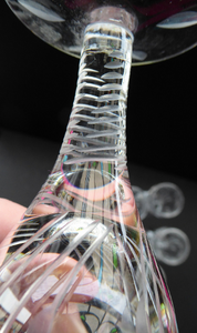Pretty Set of Six STUART CRYSTAL ELGIN Pattern Sherry or Liqueur Glasses. With Engraved Foliage Design. Signed