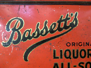 Vintage 1930s Art Deco Bassett's Liquorice All-sorts in Orange Tin