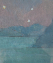 Load image into Gallery viewer, SCOTTISH ART. Pretty 1990s Vintage Watercolour by Irene HALLIDAY. Night Waters at Symi in Greece
