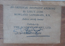 Load image into Gallery viewer, Rowland Langmaid Pencil Signed Etching Newlyn St Michael&#39;s Mount Cornwall
