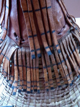 Load image into Gallery viewer, Vintage AFRICAN (Ghana) Woven Straw &amp; Leather FULANI Hat with Straps. Nice, clean condition

