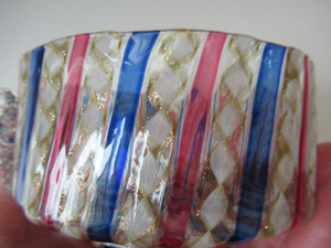 Salviati Murano Glass Latticino Zanfirico Glass Finger Bowl