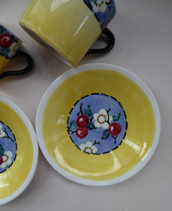 SCOTTISH POTTERY. Sweet Little 1930s BOUGH Pottery Pair of Cups and Saucers