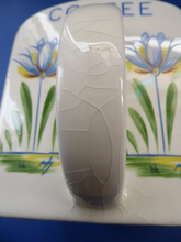 Load image into Gallery viewer, 1950s BRISTOL POTTERY Kitchen Canister or Storage Jar. Vintage Old Delft Tulip Design with Carrying Handle. COFFEE
