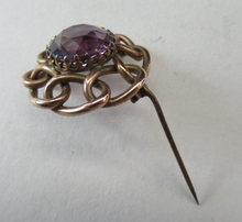 Load image into Gallery viewer, Vintage 9ct Gold Brooch. Beautifully Made Solid Gold Brooch Set with Faceted Amethyst Stone
