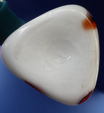 Load image into Gallery viewer, Mid-Century Italian V.B Opaline Vase with Orange and Black Stripes &amp; Streaks; with Attenuated Neck. 17 inches in height
