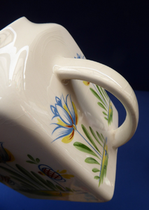 1950s BRISTOL POTTERY Kitchen Canister or Storage Jar. Vintage Old Delft Tulip Design with Carrying Handle. No Lettering