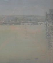 Load image into Gallery viewer, Knighton Hammond. Old London Bridge - Evening Watercolour 1920s
