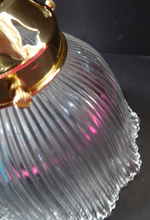 Load image into Gallery viewer, ANTIQUE Edwardian HOLOPHANE Style Ribbed Glass Lamp Shade 

