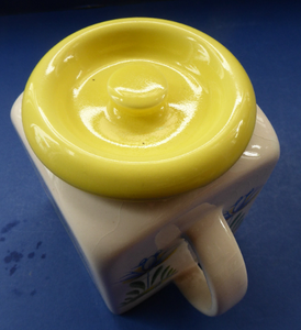 1950s BRISTOL POTTERY Kitchen Canister or Storage Jar. Vintage Old Delft Tulip Design with Carrying Handle. No Lettering