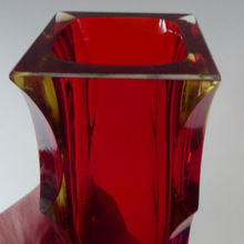 Load image into Gallery viewer, Vintage MURANO Mandruzzato Sommerso Block Vase. With Cut Facets on Each of the Corner Edges

