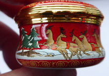 Load image into Gallery viewer, Vintage Halcyon Days Enamels Christmas Box. Santa Visiting Children at Christmas. Excellent Condition
