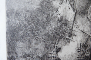 ORIGINAL ETCHING: William Lionel Wyllie (1851 – 1931) Battle of Trafalgar; c 1920. Pencil Signed