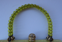 Load image into Gallery viewer, GOOD QUALITY Vintage 1960s Yellow Coloured Beaded Evening Bag - with Fine Gold Tone Clasp and Pair of Beaded Handles
