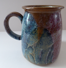 Load image into Gallery viewer, British STUDIO POTTERY. Large Mug with Abstract Floral Motifs. Crich Pottery (Diana Worthy)
