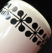 Load image into Gallery viewer, Vintage 1960s JAPANESE White Enamel Ice Bucket with Atomic Design. Original plastic drip tray and chrome tongs
