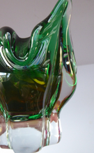 Load image into Gallery viewer, HOSPODKA STYLE; Made in Czechoslovakia Label. Fine Chunky 1960s Green and Yellow Cased Glass Bowl
