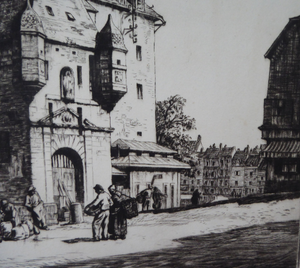 Stanley Anderson 1920s Drypoint Etching La Lieutenance Honfleur France
