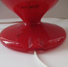 Load image into Gallery viewer, 1950s Scottish VASART Glass Tulip Lamp in Swirly Scarlet Red and Black Shades. WORKING
