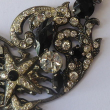 Load image into Gallery viewer, DESIGNER JEWELLERY. 1980s Vintage FLOTTY Bijoux Necklace - with oodles of diamante and cut black glass stones
