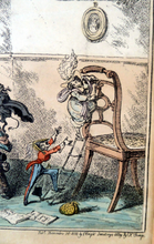 Load image into Gallery viewer, Original GEORGIAN Satirical Print by George Cruikshank (1782 - 1878). Hand-coloured etching entitled Jealousy and dated 1825
