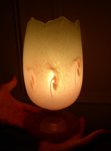 Load image into Gallery viewer, 1950s Scottish VASART Glass Tulip Lamp in Pastel Pink and Peppermint Shades
