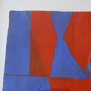 Frank Beanland Abstract Spot Painting Red and Blue Abstract