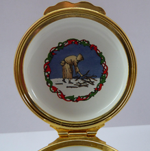 Load image into Gallery viewer, 1990 Halcyon Days Enamels Christmas Box. Good King Wenceslas. Excellent Vintage Condition
