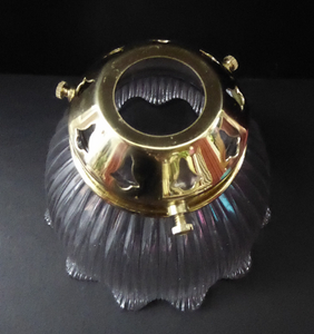 ANTIQUE Edwardian HOLOPHANE Ribbed Glass Lamp Shade