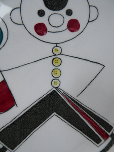 SWEDISH Plate. Rare Rorstrand TUFF TUFF Plate. Quirky Railway Imagery. Signalman and Trains Around the Rim