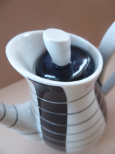 Load image into Gallery viewer, 1950s Polish Porcelain Coffee Set by Marian Pasich for Chodziez. Stylish and Extremely Rare Black and White Stripes Set
